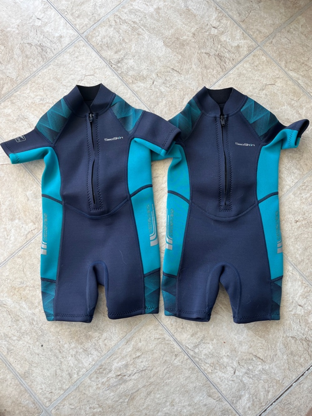 SeaSkin Kids Short-Sleeve Wetsuit - Teal and Navy